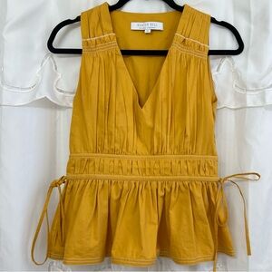 Hunter Bell NYC Parker V-Neck Blouse in Yellow Spice Size 2